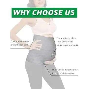 Yeshape Belly Bands for Pregnant Women Belly Band Pregnancy Support Maternity Belly Band for Jeans Maternity Pants Extender Black S