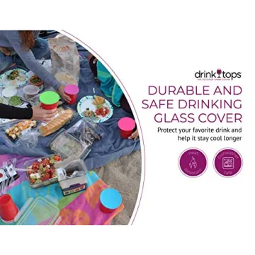 Coverware Drink Tops Tap & Seal Outdoor Drinking Glass Cover - Gently Suctions to Glasses to Keep Particles Out & Reduce Splashing - For Wine Glasses, Coffee & Tea Mugs, Beverage Glasses - 4 Pack