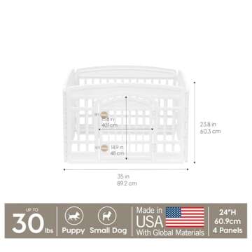 IRIS USA 24" 2-Panel Add-On Panels, Pet Dog Puppy Playpen, Foldable, Customizable, White