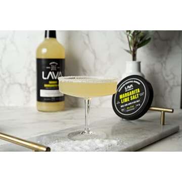 LAVA Premium Margarita Lime Sea Salt Cocktail Rimmer, All Natural Margarita Rimmer Sea Salt Rocks, Real Lime, Tart & Sour, No Silicon Dioxide, with Easy Screw-On Lid - 6oz