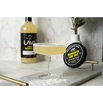 LAVA Premium Margarita Lime Sea Salt Cocktail Rimmer, All Natural Margarita Rimmer Sea Salt Rocks, Real Lime, Tart & Sour, No Silicon Dioxide, with Easy Screw-On Lid - 6oz