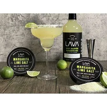 LAVA Premium Margarita Lime Sea Salt Cocktail Rimmer, All Natural Margarita Rimmer Sea Salt Rocks, Real Lime, Tart & Sour, No Silicon Dioxide, with Easy Screw-On Lid - 6oz