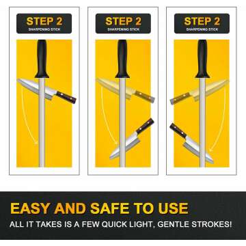 12 Inches Diamond Honing Steel Professional Knife Sharpener Rod, AHNR Kitchen Knife Sharpening Rod & Tungsten Carbide Multi-Sharpener for Honing Knife Blades, Pruning Shears, Garden Tools