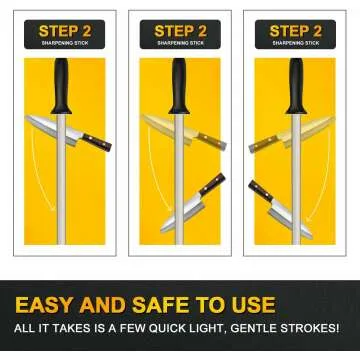 12 Inches Diamond Honing Steel Professional Knife Sharpener Rod, AHNR Kitchen Knife Sharpening Rod & Tungsten Carbide Multi-Sharpener for Honing Knife Blades, Pruning Shears, Garden Tools