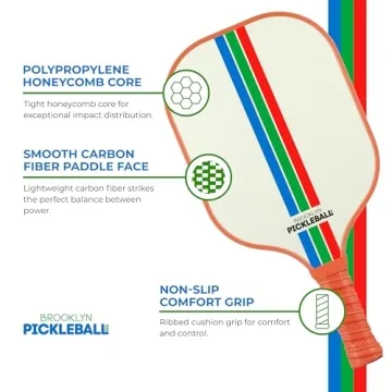 Brooklyn Pickleball Co. | Carbon Fiber Paddle | USAPA Approved | Honeycomb Core | Cushioned Grip | Single Pickle-Ball Racket | 2024 Brown & Cream Pickle Ball Paddles