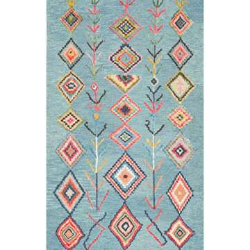nuLOOM Hand Tufted Belini Area Rug - Eco-Friendly Bohemian Charm 5x8 Turquoise