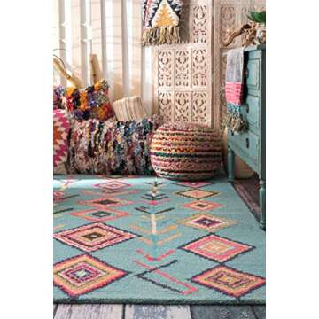 nuLOOM Hand Tufted Area Rug - Vibrant 5x8 Turquoise Charm