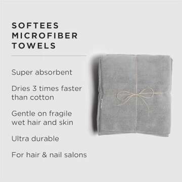 Fromm Softees Microfiber Salon Hair Towels for Hairstylists, Barbers, Spa, Gym in Grey, 16" by 29", ...