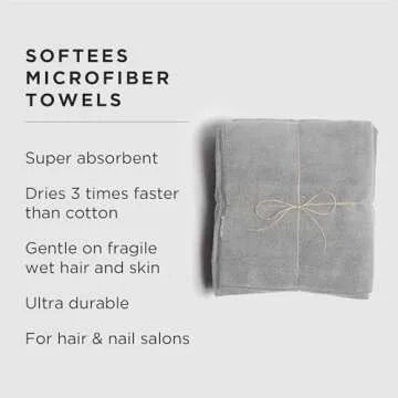 Fromm Softees Microfiber Salon Hair Towels - Premium Softness and Durability, 10 Count in Grey