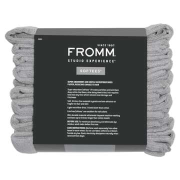 Fromm Softees Microfiber Salon Hair Towels for Hairstylists, Barbers, Spa, Gym in Grey, 16" by 29", 10 count Perfect Hair Care Towel for Drying Curly, Long, Wavy Hair