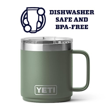YETI Rambler 10 oz Stackable Mug, Vacuum Insulated, Stainless Steel with MagSlider Lid, Camp Green