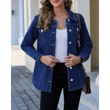 KDF Jean Jacket Women Fleece Lined Denim Jacket for Women Oversized Blue Jean Jackets for Womens Sherpa Jacket Women Size Small