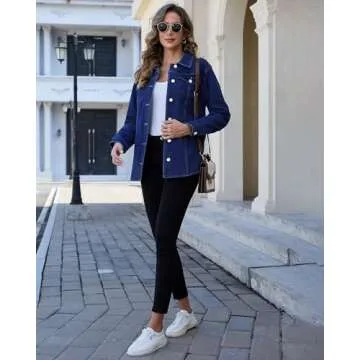 KDF Jean Jacket Women Fleece Lined Denim Jacket for Women Oversized Blue Jean Jackets for Womens Sherpa Jacket Women Size Small