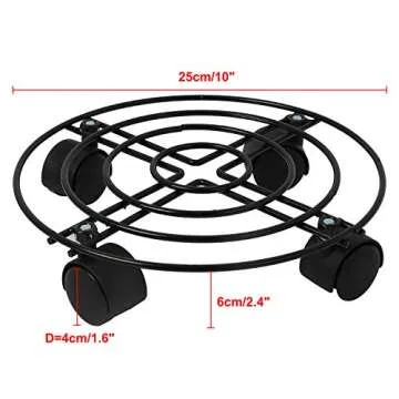Homend Black Metal Plant Caddy with Wheels for Effortless Gardening