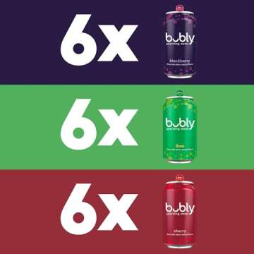 bubly Sparkling Water, Lime Yours 3 Flavor Variety Pack (Lime, Cherry, Blackberry), Zero Sugar & Zero Calories, Seltzer Water, 12 Fl Oz Cans (Pack of 18)