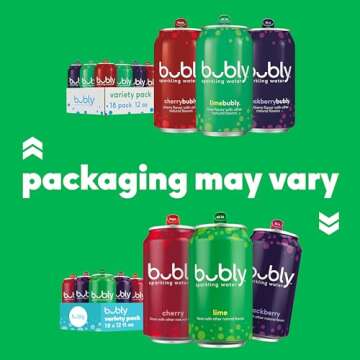 bubly Sparkling Water, Lime Yours 3 Flavor Variety Pack (Lime, Cherry, Blackberry), Zero Sugar & Zero Calories, Seltzer Water, 12 Fl Oz Cans (Pack of 18)