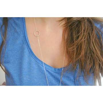 SENFAI Bohemian Gold Silver Plated Circle Bar Long Necklaces Pendants for Women Jewelry Accessories ...