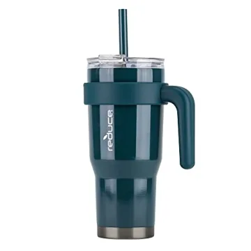 REDUCE 24 oz Tumbler with Handle and Straw - Stainless Steel with Sip-It-Your-Way Lid - Keeps Drinks Cold up to 24 Hours - Sweat Proof, Dishwasher Safe, BPA Free - Dark Web, Opaque Gloss