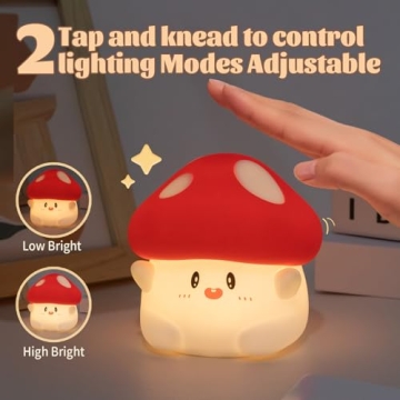 Rytinazzz Mushroom Night Light for Kids with Dimmable Options