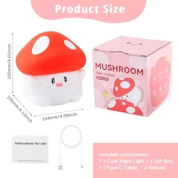 Rytinazzz Mushroom Night Light for Kids with Dimmable Options