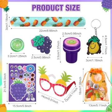 Blosssound 96 Pcs Fruit Party Favors Summer Theme Birthday Gifts Set Make a Fruit Sticker Stress Bal...
