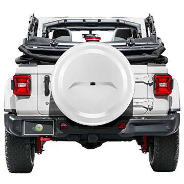 Boomerang - Color-Matched MasterSeries Hard JL Tire Cover - (245/75R17) - for Jeep Wrangler JL (with Back-up Camera) - Sport (2018-2024) - Bright White