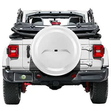 Boomerang - Color-Matched MasterSeries Hard JL Tire Cover - (245/75R17) - for Jeep Wrangler JL (with Back-up Camera) - Sport (2018-2024) - Bright White