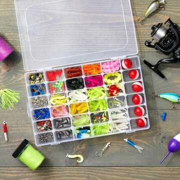 Juvale 3 Pack Plastic Stackable Bead Storage Container with 36 Grids & Removable Dividers - Bead Organizer for Crafts, Jewelry and Earrings