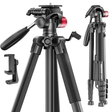 CAMBOFOTO 74" Professional Aluminum Heavy Duty Tripod Stand