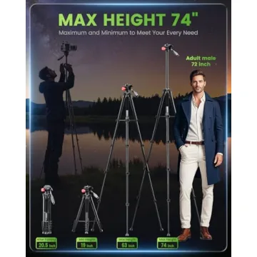 CAMBOFOTO 74" Heavy Duty Aluminum Tripod Stand