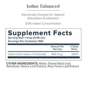 Heritage Store Atomidine 450mcg Liquid Iodine Drops, Electrically Charged Iodine Supplement for Healthy Thyroid Support,* Bioavailable Formula, Vegan & Cruelty Free, Approx. 960 Servings, 2 fl oz