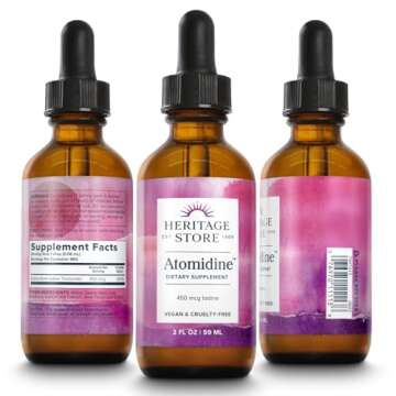Heritage Store Atomidine 450mcg Liquid Iodine Drops, Electrically Charged Iodine Supplement for Healthy Thyroid Support,* Bioavailable Formula, Vegan & Cruelty Free, Approx. 960 Servings, 2 fl oz