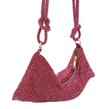 Rhinestone Hobo Bag - Sparkly Evening Handbag for Parties