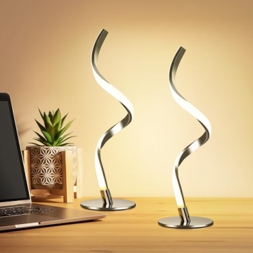 Yarra-Decor Modern Spiral Bedside Lamp - 3 Colors LED Touch Control (2 Pack)