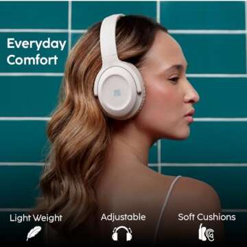 Cubitt Studio Headphones Active Noise Canceling Over Ear with Microphone, Premium Sound, Extend and Flex, Fast Charging, Long Lasting Battery, Foldable Beige