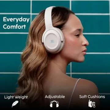 Cubitt Studio Headphones Active Noise Canceling Over Ear with Microphone, Premium Sound, Extend and Flex, Fast Charging, Long Lasting Battery, Foldable Beige