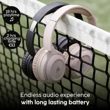 Cubitt Studio Headphones Active Noise Canceling Over Ear with Microphone, Premium Sound, Extend and Flex, Fast Charging, Long Lasting Battery, Foldable Beige