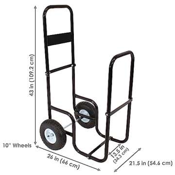 Sunnydaze Outdoor Firewood Carrier Log Dolly - Wood Cart with Wheels - Black