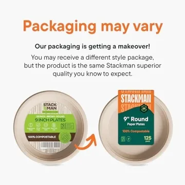 Eco-Friendly 100% Compostable Heavy-Duty Paper Plates