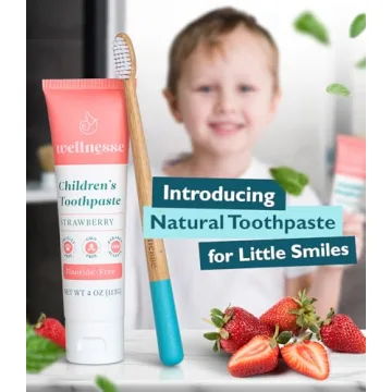 Wellnesse Kids Hydroxyapatite Toothpaste with Xylitol & Fluoride-Free - Natural Ingredients with Strawberry Flavor - Suitable for Toddlers to Baby Kids Toddler - Sensory Friendly, Vegan & Cruelty-Free
