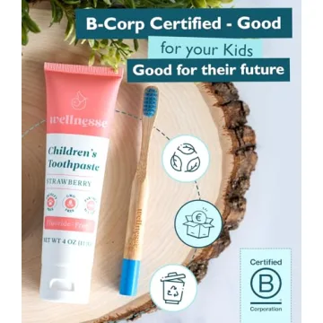 Wellnesse Kids Hydroxyapatite Toothpaste with Xylitol & Fluoride-Free - Natural Ingredients with Strawberry Flavor - Suitable for Toddlers to Baby Kids Toddler - Sensory Friendly, Vegan & Cruelty-Free