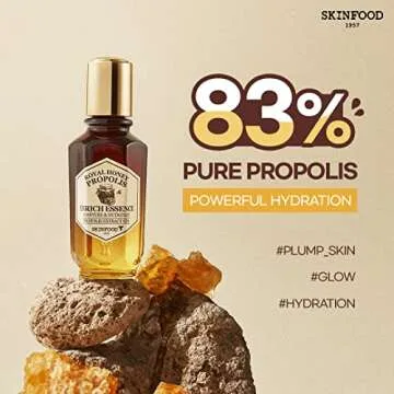 SKINFOOD Royal Honey Propolis Enrich Essence - 63% Black Bee Propolis & 10% Royal Jelly Extract Face Serum - Propolis Serum for Skin, Valentine Day Gift - 1.69 Fl. Oz. (50mL)