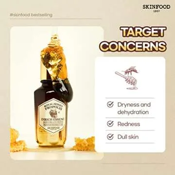 SKINFOOD Royal Honey Propolis Enrich Essence - 63% Black Bee Propolis & 10% Royal Jelly Extract Face Serum - Propolis Serum for Skin, Valentine Day Gift - 1.69 Fl. Oz. (50mL)