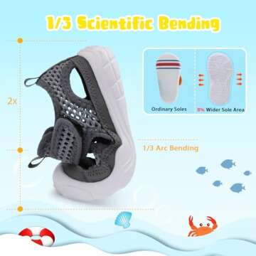 BARERUN Kids Boys Girls Water Shoes Comfort Closed-Toe Sport Athletic Sandal Aqua Lightweight Walking Shoes(Toddler/Little Kid) Grey Toddler Size 7