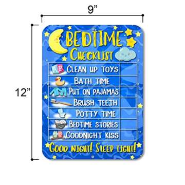 Honey Dew Gifts Daily Morning and Bedtime Routine Reward Chart (Set of 2) for Kids and Autism - Tin Learning Calendar for Kids, Teaching Tool, HDG-1135