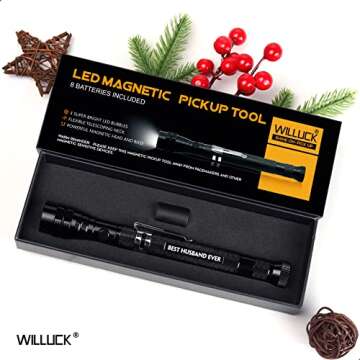 Gifts for Husband Him from Wife - Valentines Day "BEST HUSBAND EVER" Magnetic Pickup Tool with Flashlight - Husband Birthday Gift Ideas - Husband Stocking Stuffers, Fathers Day Practical Gifts