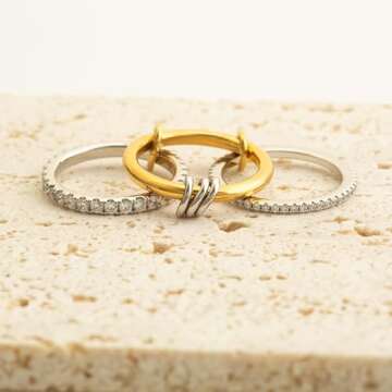 Bopiu Gold Stackable Rings Set for Women