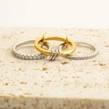 Bopiu Gold Stackable Rings Set for Women