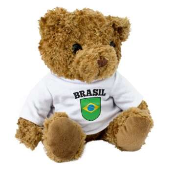 New - Brasil/Brazil Flag Teddy Bear - Cute and Cuddly - Brazilian Fan Gift Present