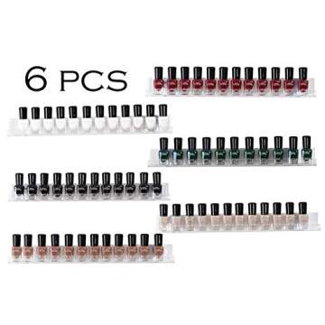 Sooyee Nail Polish Organizer Wall Mounted,6 Pack Nail Polish Rack, Clear Acrylic Shelf Nail Organizers and Storage,Paint Organizer,Essential Oil Shelf Display 66-90 Bottles